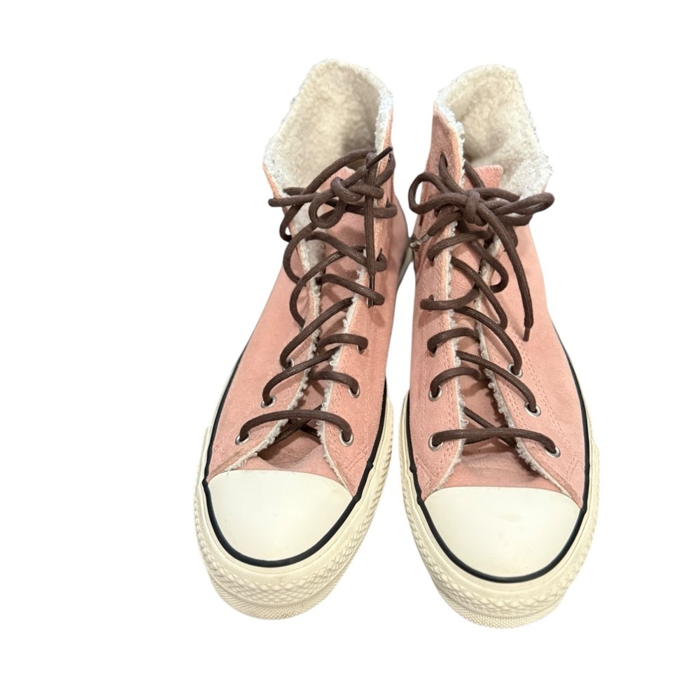 CONVERSE All-Star Platform Suede Leather Sherpa Pink High-Top Sneakers - Picture 10 of 14